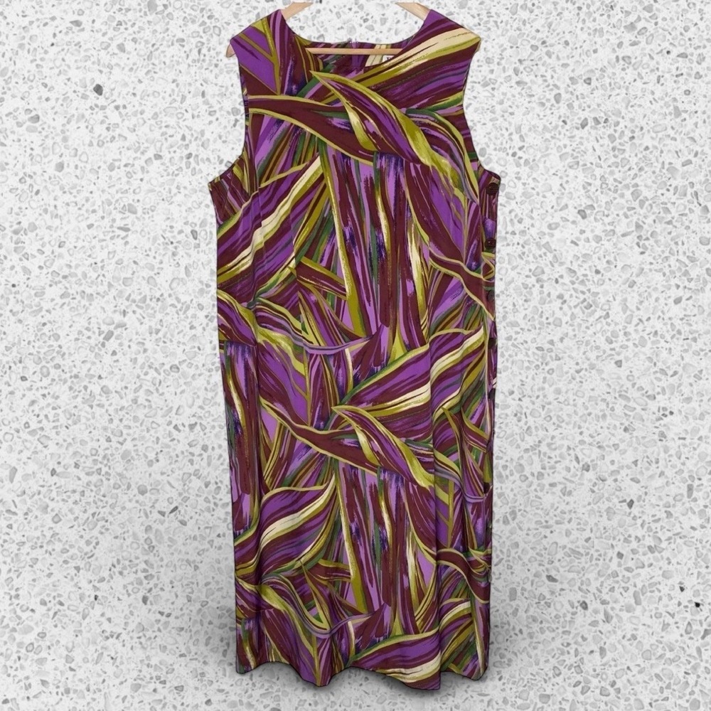 R&K Originals Vintage Midi Dress Abstract Print Sleeveless‎ size 22W